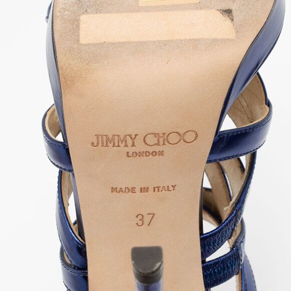 Jimmy Choo Metallic Leather Strappy Sandals - Size 7 / 37 - Picture 6 of 7
